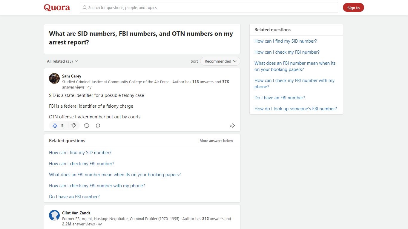 What are SID numbers, FBI numbers, and OTN numbers on my arrest ... - Quora